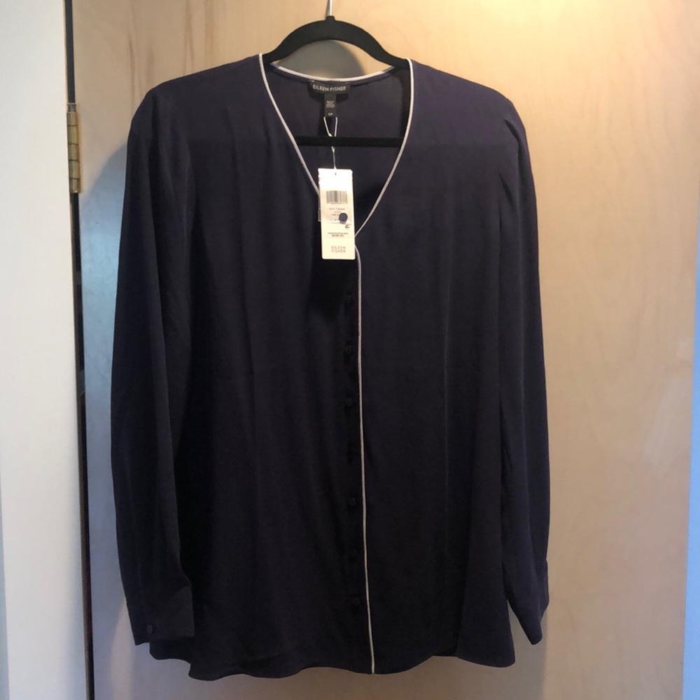 Eileen Fisher Silk Georgette Crepe Long Sleeve